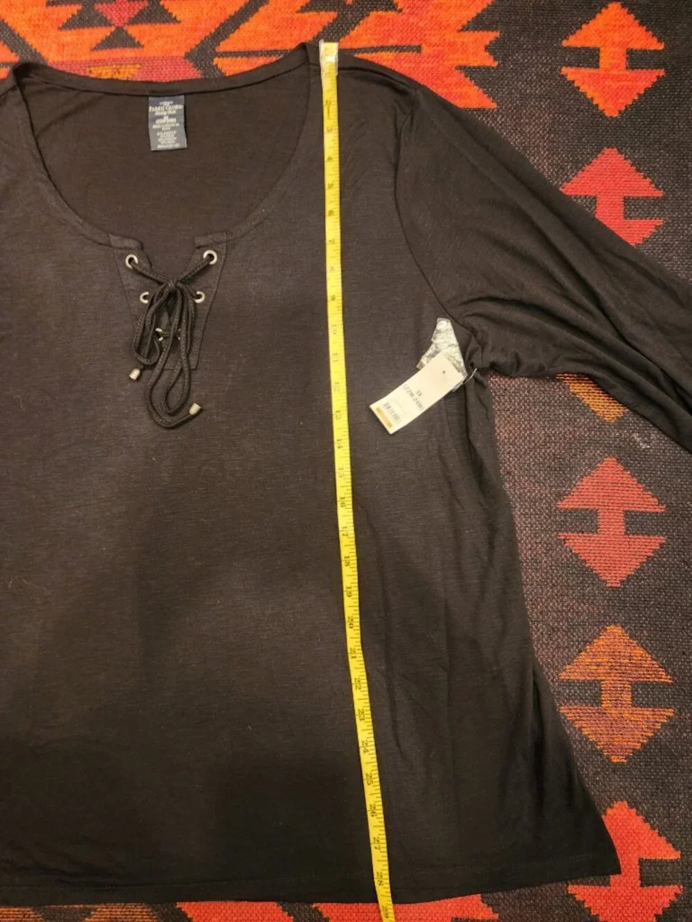 NEW Faded Glory Black Lace-Up Tunic Top and 2 Basic Black Super Soft TEES. 3X - Picture 10 of 16